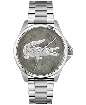 Lacoste Men's Le Croc Silver Tone Stainless Steel Bracelet Watch, 43mm