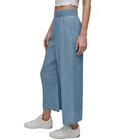 Dkny Jeans Petite Embroidered Wide-Leg Ankle Pants