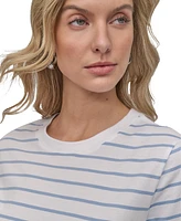 Dkny Jeans Petite Striped Crewneck T-Shirt