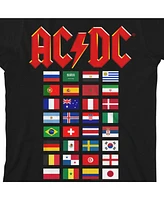 Ac/Dc Boys Acdc World Tour Flags Youth Black T-shirt-xl