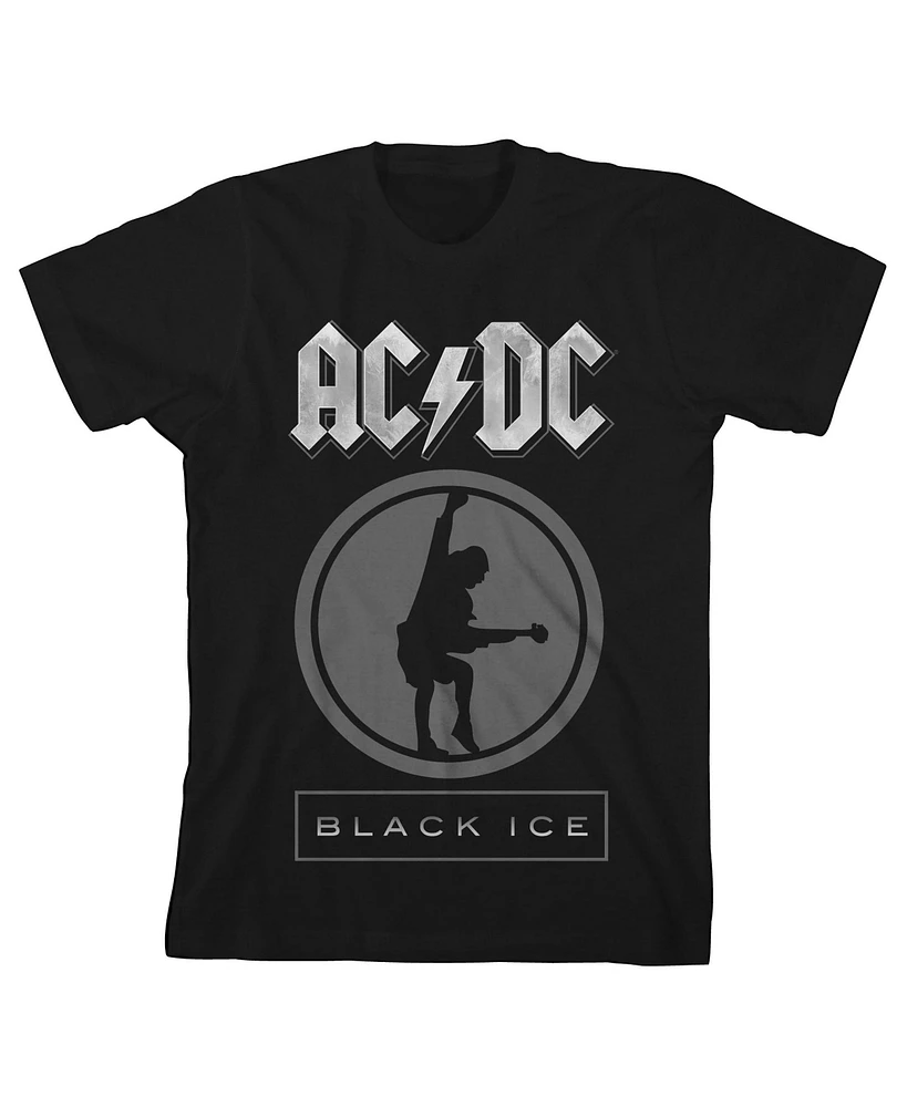 Ac/Dc Boys Acdc Black Ice Crew Neck Short Sleeve T-shirt-Small