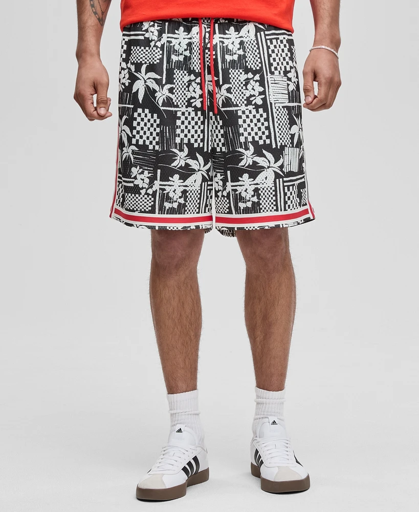 Mode of One Men's Vacation Palm 7" Mesh Shorts, Exclusively at Macy's