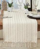 Saro Lifestyle Tassel Trimmed Stripe Table Runner, 16" x 72"