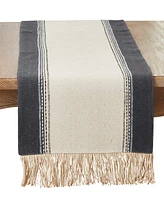 Saro Lifestyle Fringe Detail Banded Table Runner, 16" x 72"