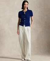 Polo Ralph Lauren Women's Cable-Knit Cotton Short-Sleeve Cardigan Sweater