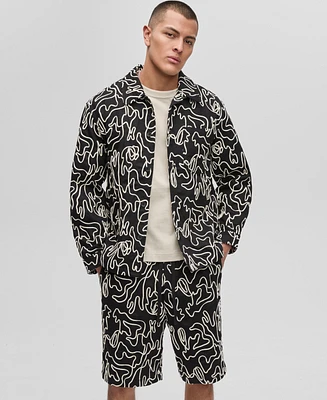 Mode of One Men's Floral Embroidered Cotton Shacket, Exclusively at Macy's