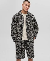 Mode of One Men's Floral Embroidered Cotton Shacket, Exclusively at Macy's
