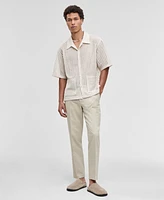 Mode of One Men's Relaxed-Fit Textured-Knit Bubble Lace Button-Down Camp Shirt, Exclusively at Macy's