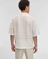 Mode of One Men's Relaxed-Fit Textured-Knit Bubble Lace Button-Down Camp Shirt, Exclusively at Macy's