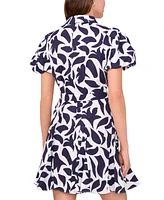 Msk Women's Cotton Printed Puff-Sleeve Shirtdress