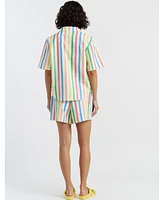 Chinti and Parker Women's & Linen-Cotton Snoopy Stripe Shorts