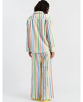 Chinti and Parker Women's & Linen-Cotton Snoopy Stripe Trousers