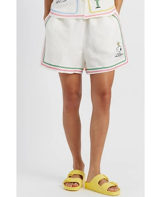 Chinti and Parker Women's & Linen-Cotton Peanuts Vacation Shorts