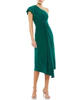 Women's One Shoulder Midi Length Jersey Dress