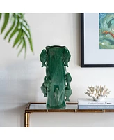 LuxenHome Marine Green Ceramic Fish 12.2-Inch Tall Vase