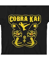 Cobra Kai Boys Double Yellow Youth Black T-Shirt-xl