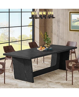 Tribesigns 70.87-Inch Dining Room Table for 6-8 People, Rectangular Farmhouse Kitchen with Solid Pedestal