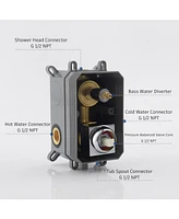 3-Function Shower System Rain System Wall-Mounted Shower Head with Handheld Shower Sprayer Shower System with Bathtub Spout, Brushed Nickel