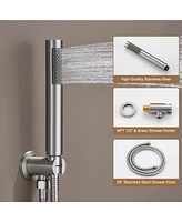 3-Function Luxury Shower System with Handheld Thermostatic Faucet Body Jets Wall-Mounted Rain Head, Matte Black