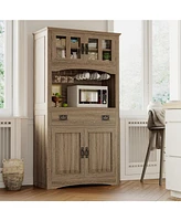 Farmhouse Kitchen Pantry, Storage Cabinet with Power Outlets