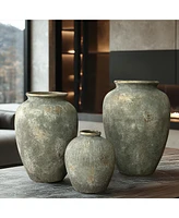 LuxenHome Rustic Gold and Brown Terracotta -Inch Tall Urn Vase