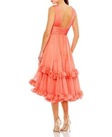 Women's V-Neck Ruffle Tiered Dress