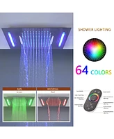 Chrome Luxury 4-Way Thermostatic Shower System with Led and Music Player Shower Faucet Set with Handheld Shower Head and Body Jets