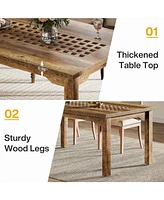 Tribesigns 63-Inch Wood Dining Table for 4-6, Farmhouse Kitchen Table with Hollow Tabletop, Large Rectangular Dinner Eating Desk for Dining Room, Livi