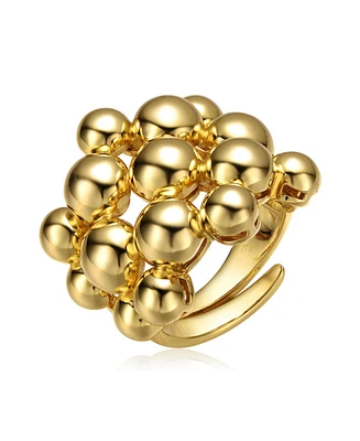 14K Gold Plated Bead Ball Cluster Bouquet Adjustable Statement Ring