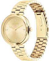 Calvin Klein Women's Twisted Bezel Gold Tone Stainless Steel Bracelet Watch, 34mm