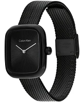 Calvin Klein Women's Adore Ionic Plated Black Steel Mesh Bracelet Watch, 30mm