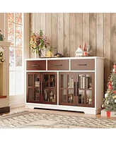 Buffet Cabinet with Storage, 55" Large Sideboard Buffet Storage Cabinet