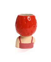 LuxenHome Lady Strawberries Ceramic 8.7-Inch Tall Sculpture Vase