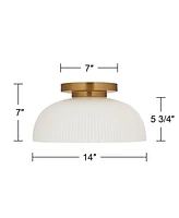 Possini Euro Novia 14"W Brass Ceiling Light with White Glass - Possini Euro Design