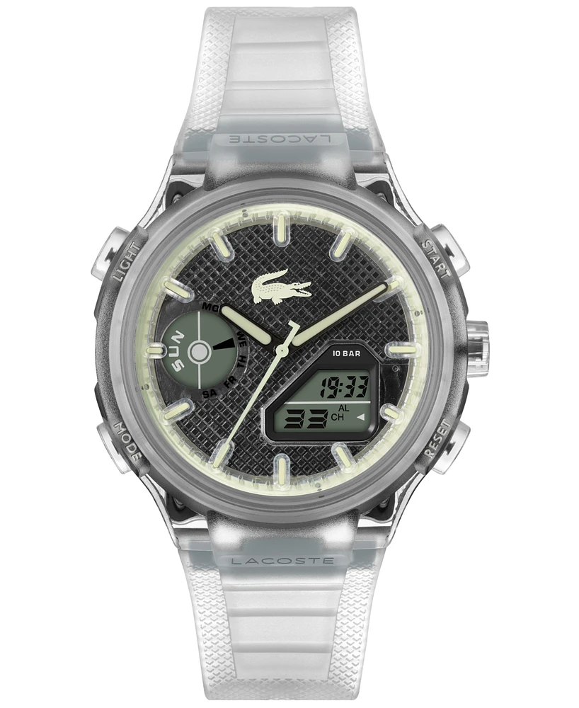 Lacoste Men's LC33 Clear Silicone Strap Watch, 45mm
