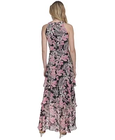 Tommy Hilfiger Women's Floral Ruffle-Tiered Halter Maxi Dress