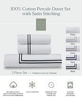 Ella Jayne 100% Cotton Percale Satin Stitched 3-Pc. Duvet Cover Set