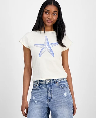 Pretty Rebellious Juniors' Starfish Graphic T-Shirt