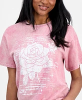 Pretty Rebellious Juniors' Rose Graphic Boyfriend T-Shirt