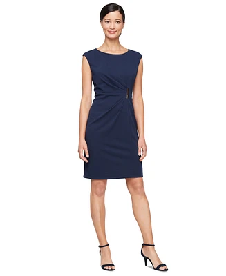 Sl Fashions Women's Hardware-Trim Side-Pleated Dress
