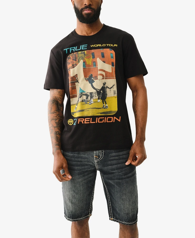 True Religion Men's Shorts Sleeve Court T-Shirt