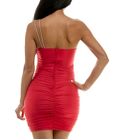 Crystal Doll Juniors' One-Shoulder Rhinestone-Strap Dress