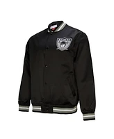 Mitchell & Ness Men's Black Oakland Raiders Double Down Satin Full-Snap Jacket