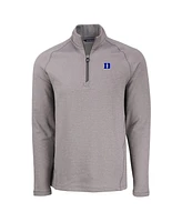 Cutter & Buck Men's Heather Gray Duke Blue Devils Peshastin Eco Fleece Quarter-Zip Sweatshirt