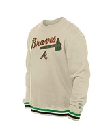 New Era Men's Cream Atlanta Braves St. Patrick's Day Twill Pullover Sweatshirt