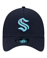 New Era Men's Deep Sea Blue Seattle Kraken Core A-Frame 9FORTY Adjustable Hat