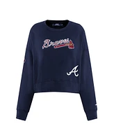 Pro Standard Women's Navy Atlanta Braves Game Day Classics Crewneck Pullover Sweatshirt