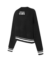 Pro Standard Women's Black Chicago Cubs Cultivated-Pearl Cropped Pullover Sweatshirt