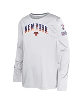 Nike Big Boys and Girls White New York Knicks 2024/25 City Edition Pregame Performance Long Sleeve Shooting T-Shirt