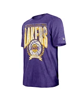 New Era Men's Purple Los Angeles Lakers Hardwood Classics Oversized Boxy Mineral Wash T-Shirt